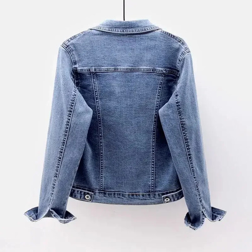 Chaqueta De Manga Larga Ajustada De Mezclilla Elástica Para