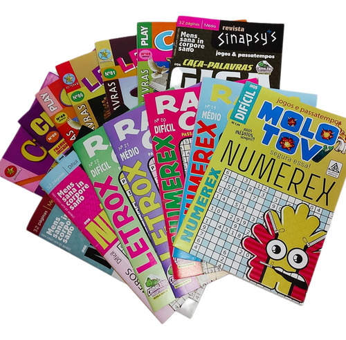 Kit 50 Revistas Cruzadas Caça Cripto Numerix Letrix Sortidos