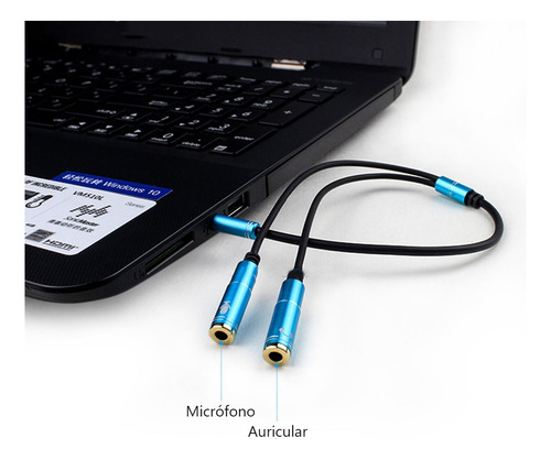 Cable Adaptador 2 A 1 Jack 3.5 Audio Microfono Auricular Ps4 Color Celeste