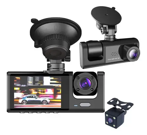 3 Lentes De Câmera Dvr De Carro Dash De 3 Canais Hd 1080