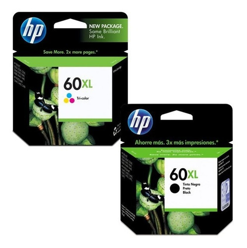 Imagen 1 de 2 de Combo Cartucho De Tinta Hp 60xl Negro + 60xl Color Original