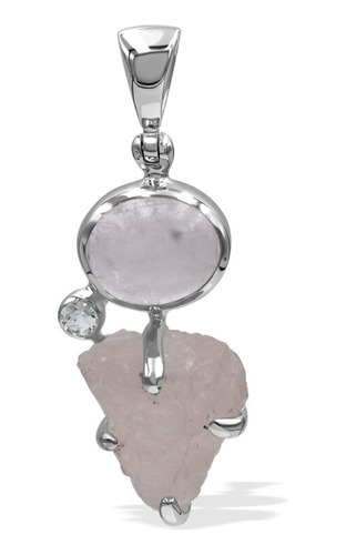Dije De Morganita Y Topacio Blanco En Plata De Ley