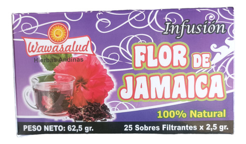 Té Wawasalud Flor De Jamaica 25 Sobres 2.5g