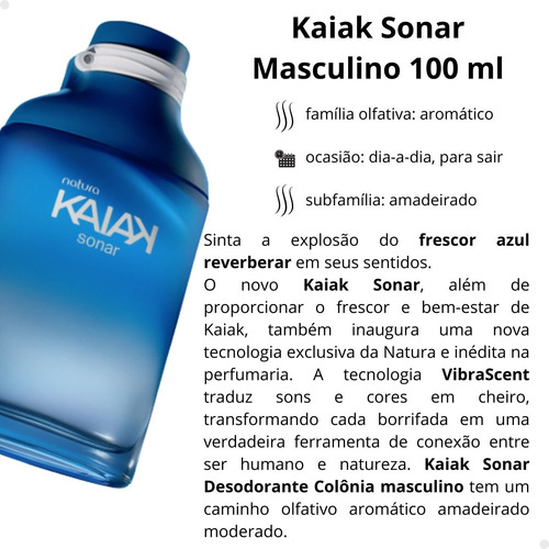 Perfume Casal Kaiak Sonar Natura 01 Kaiak Sonar Deo Colonia Feminino 100ml E 01 Kaiak Sonar Deo Colonia Masculino 100ml