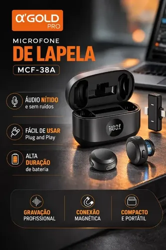 A Gold Microfone De Lapela Mcf-38a Reducão De Ruído De Ia Preto