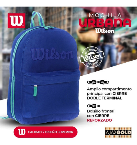 Imagen 2 de 10 de Mochila Wilson Porta Notebook Urbana Deportes Gym Reforzada
