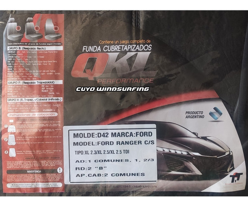 Imagen 2 de 2 de Funda Cubre Asientos Tapizados Qkl Ford Ranger C/ Simple D42
