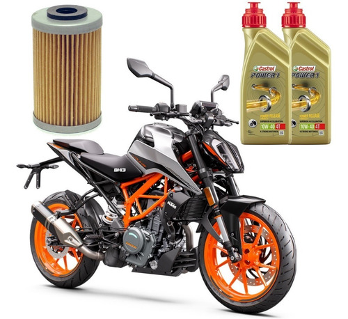 Ktm Duke 390 Castrol 10w40 Power 1 Kit Troca Óleo Ffc030