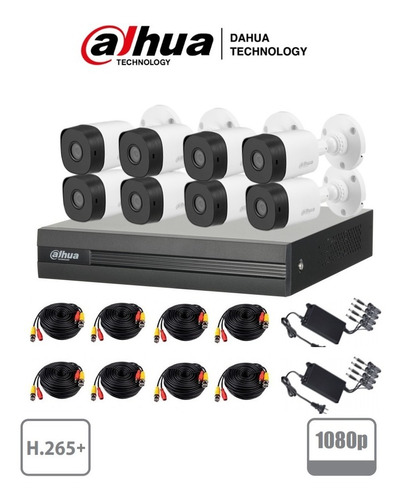 Kit Videovigilancia Cctv Dahua 8 Camaras 2mp + Cables+fuente
