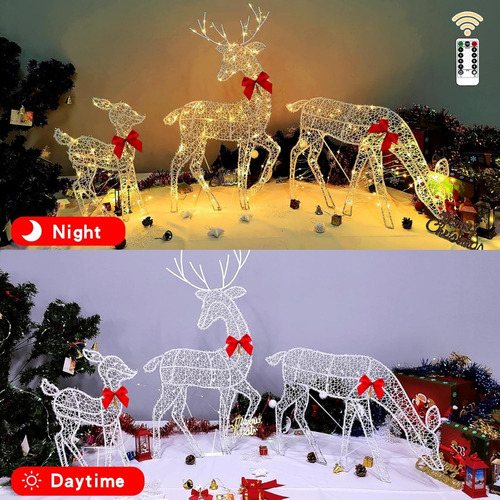 Kit De 3 Luces Led Decorativas Con Diseño De Renos Para Jard
