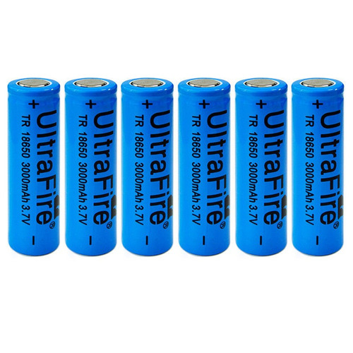 6pcs 3000mah 3.7v 18650 Recargable Li-ion Plana Superior Bat