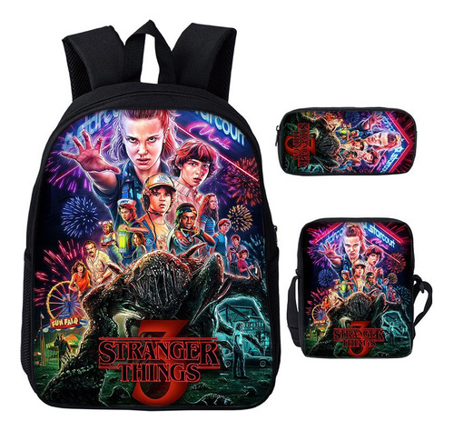 Mochila Escolar De Stranger Things 4, 3 Piezas