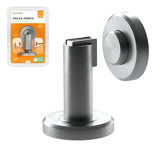 Fixador Trava Porta Magnético Dual Piso Ou Parede Metalico