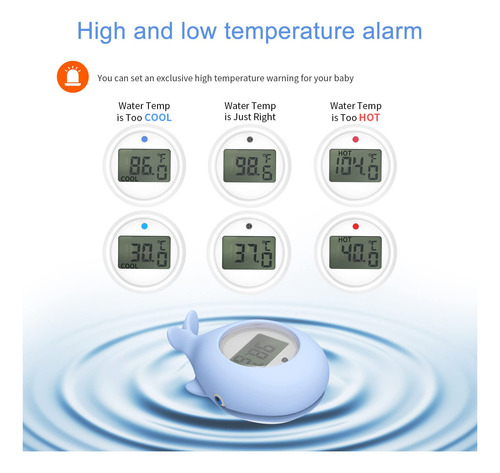 Whale Shaped Baby Bath Thermometer, Submersible