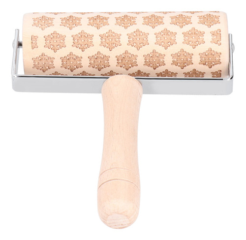 Barra De Masa Grabada En Relieve De Madera Con Rodillo Navid