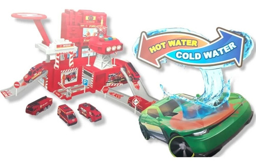 Bombero Set Cuartel Pista Aviones Autos Grande Completo Jueg Agua