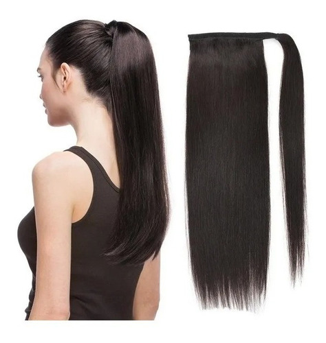 Rabo De Cavalo Natureza Cabelo Humano 40cm Preto (1b) 100g