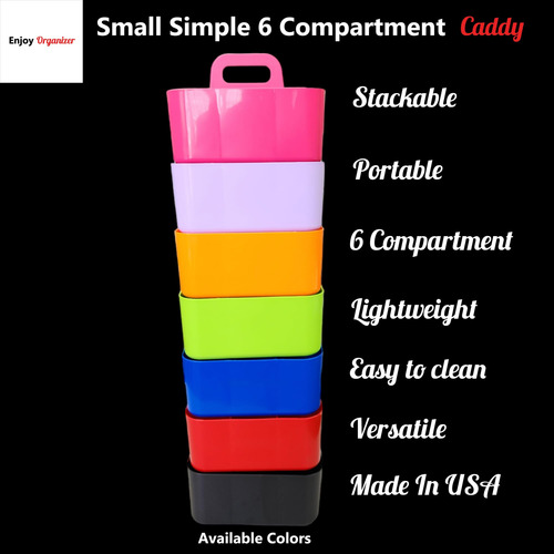 Organizador De Plástico Apilable Con Asa 6 Compartimentos Pa