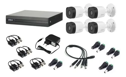 Kit Seguridad Dahua 4 Cámaras Exterior Full Hd Para Tu Casa Color Negro