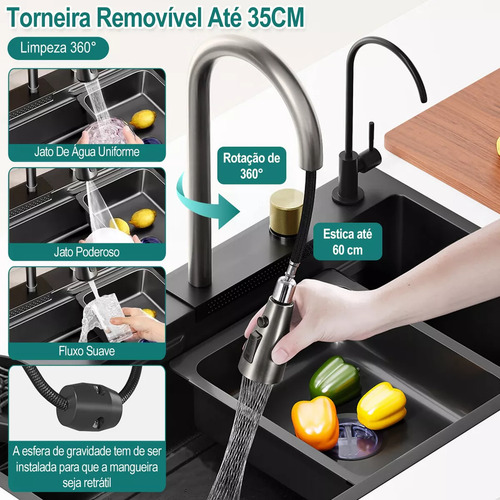 Cuba Pia De Cozinha 304 Aço Inox Com Quente E Frio 68x45cm