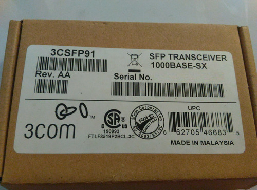 Imagen 6 de 6 de Módulo Fibra Óptica Transceiver 3com/ 1000base-sx/3csfp91