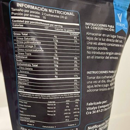 Fibra Psyllium Avena Chia 450 G - g a $55