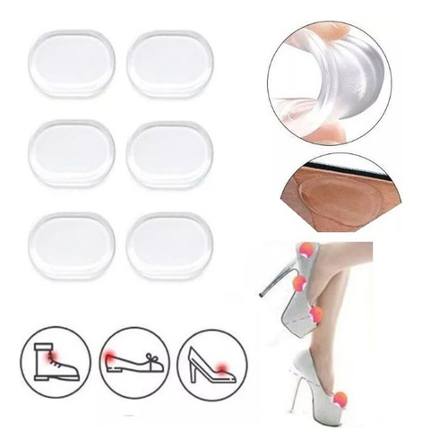 6 Almohadillas Gel De Silicona Autoadhesiva Para Zapatos Pie