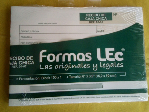 Block De Recibo De Caja Chica Forma Lec 20-02