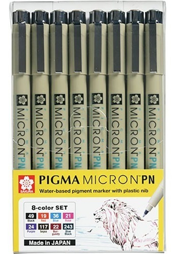 Marcadores  Sakura Pigma Plastic Nib  8 Colores 