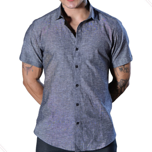 Camisa Masculina Manga Curta Slim Pronta Entrega Oferta