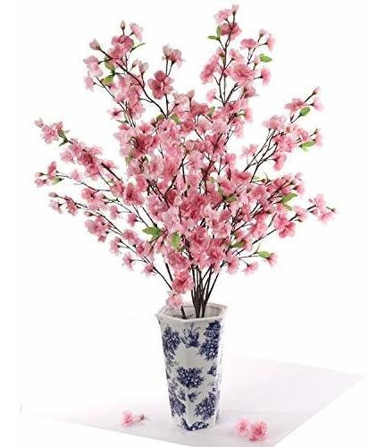 Larskilk Flores De Cerezo Japones Rosa Oscuro, Cuatro Ramas