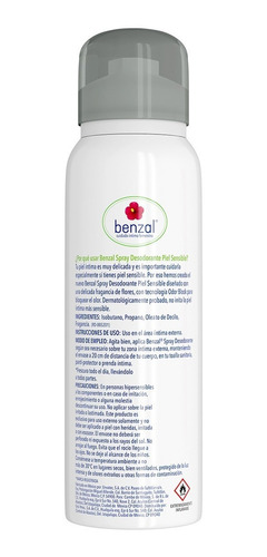 Benzal Spray Desodorante Íntimo Piel Sensible 120 Ml