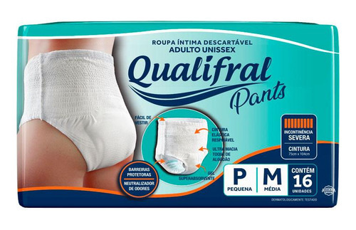 Roupa Íntima Descartável Qualifral Pants P/m 16 Unidades