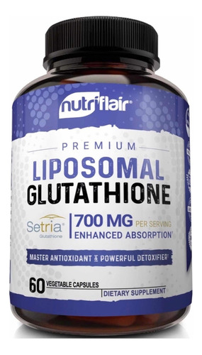 Liposomal Glutathione 700 Mg 60 Capsulas Absorcion Mejorada Sabor Sin sabor