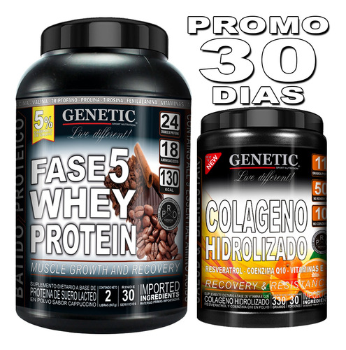 Fase 5 Whey Protein Colágeno Hidrolizado Q10 Resver Genetic