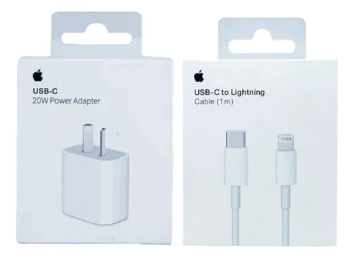 Cargador Apple 20W usb-c a lightning de pared con cable carga rápida blanco