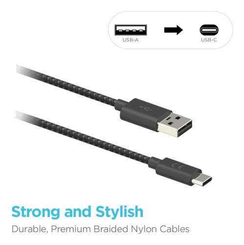 Cable De Datos Motorola Usb A-tipo C 1.5m Trenzado Original Negro