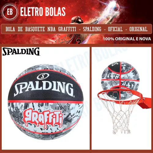 Bola de Basquete Spalding Graffiti Tam 7 Preta e Vermelha 