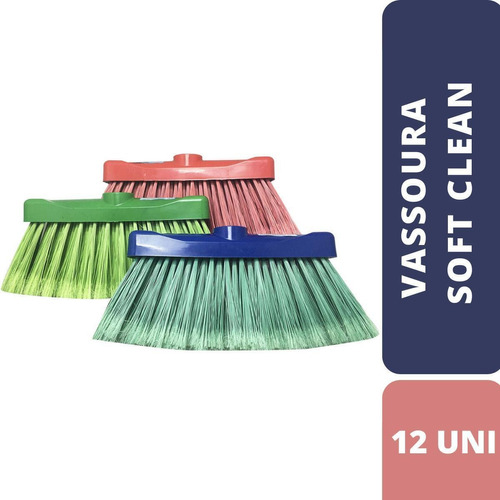 Vassoura Soft Plus Clean - Caixa C/12 Unidades - Sem Cabo