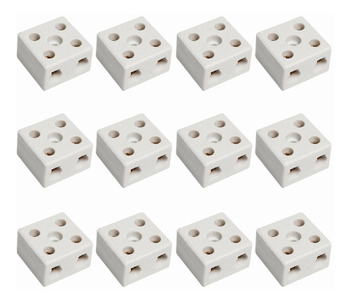 Conector De Porcelana Bifásico 16mm Kit Com 12 Peças