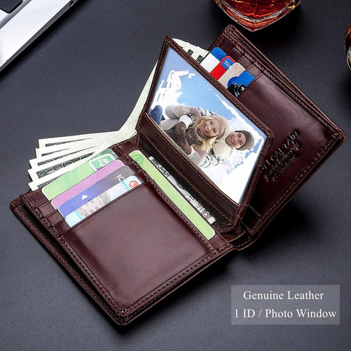 Cartera Plegable Bullcaptain De Piel Autentica De Gran Ca...