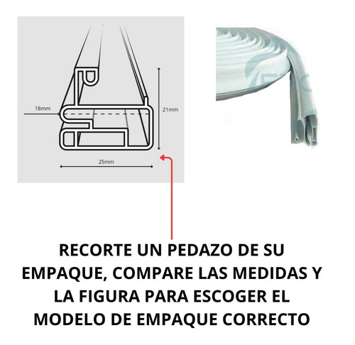 Imagen 5 de 8 de Empaque Puerta Perfil Ballena Ancha Blanco C/ Iman 9.3 Metro