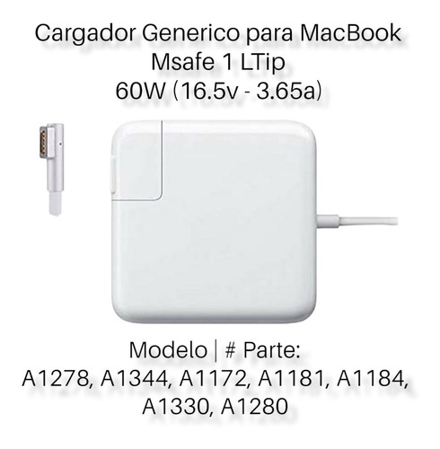 Cargador Generico Nuevo Para Macbook Pro 60w (magsafe 1)