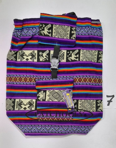 Imagen 8 de 10 de Mochila Aguayo Bolso Artesanal Étnica Regulable Artesanal