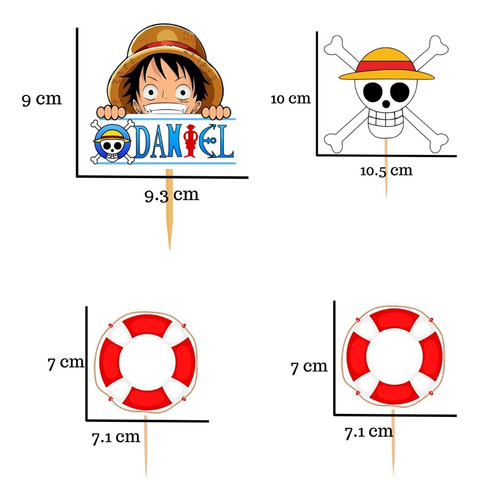 Topper Cake One Piece Varios Monkey D. Luffy Para Pastel Color El De Las Imágenes De Referencia Topper Cake One Piece Varios Monkey D. Luffy Para Pastel Tipo Banderilla