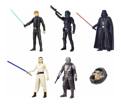 Imagen 2 de 2 de Pack 6 Figuras Star Wars Grogu Mandalorian Hasbro / Diverti