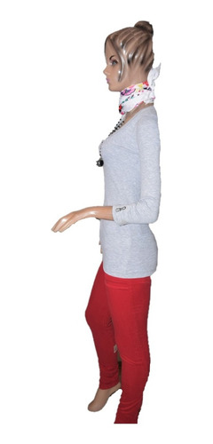 Allo Martinez Remera Modelo Adore Gris Mangas 3/4