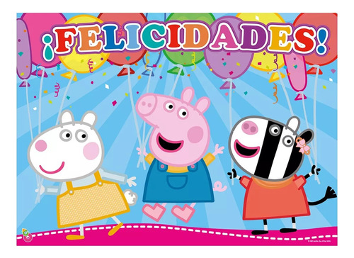 Afiche Peppa Pig Cumpleaños Cartel Deco Disney Original