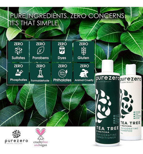 Conjunto De Shampoo E Condicionador Purezero Tea Tree E Matc