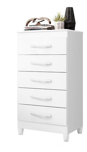 Cômoda Esmeralda 5 Gavetas - Móveis Albatroz Cor Branco